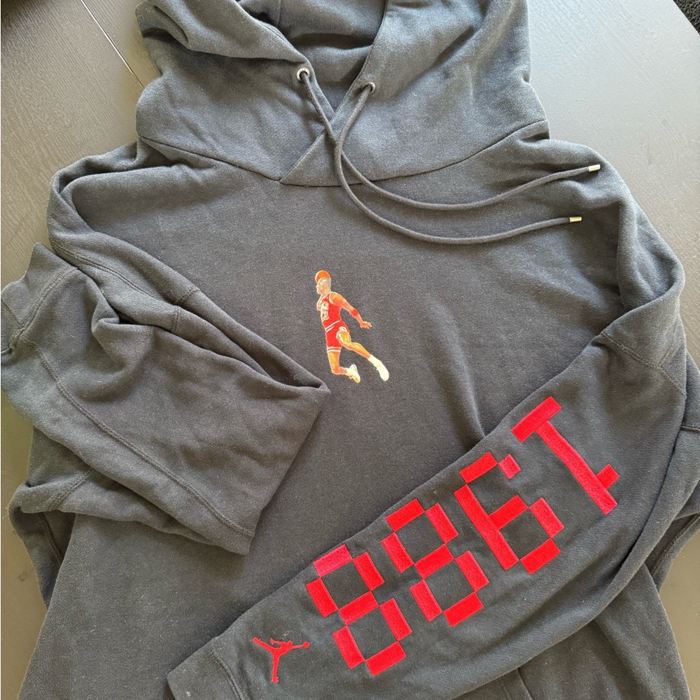 Jordan Black Hoodie with Red Graphics
